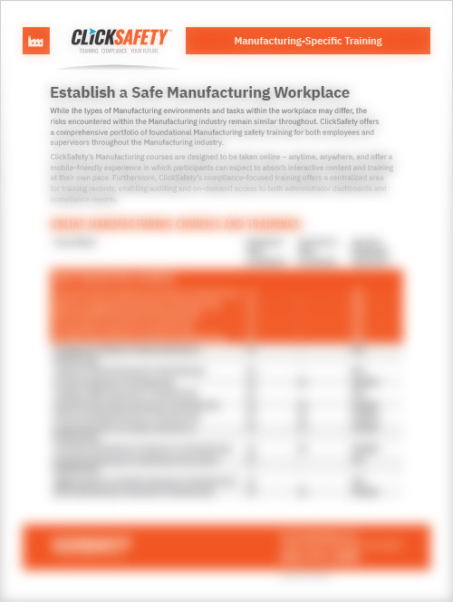 Foundational Safety Training for Manufacturing